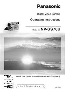 Panasonic NV GS 70 B manual. Camera Instructions.